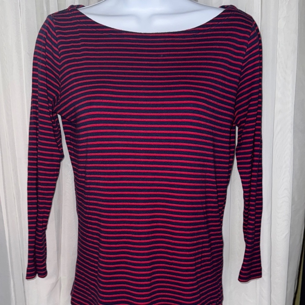 Vineyard Vines Red and Blue Fitted 3/4 Sleeve Blouse